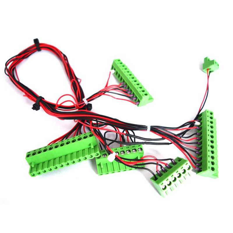770mm Green Terminal Block Wire Harness Cable Cold Pressed 90 Degree