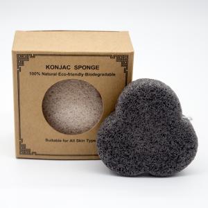 China Activated Bamboo Charcoal Konjac Facial Sponge Tripetal Flower Shape wholesale