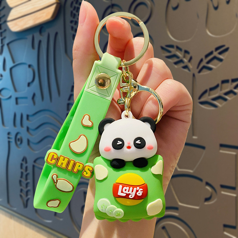 Panda Custom Keychain Charms For Girls Kids , Rubber Animal Purse Backpack Charm Pendant