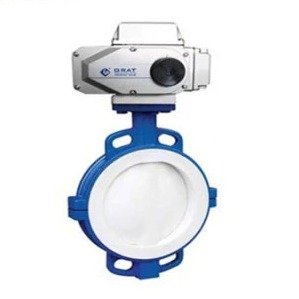 Fluorine Centre Sealing Electric Flange Connection Butterfly Valve AC220V DIN