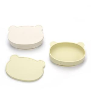 China 50K Silicone Baby Bowl Supplementary Food Plate With Lid Bear Cartoon Children'S Fall Resistant Bowl wholesale