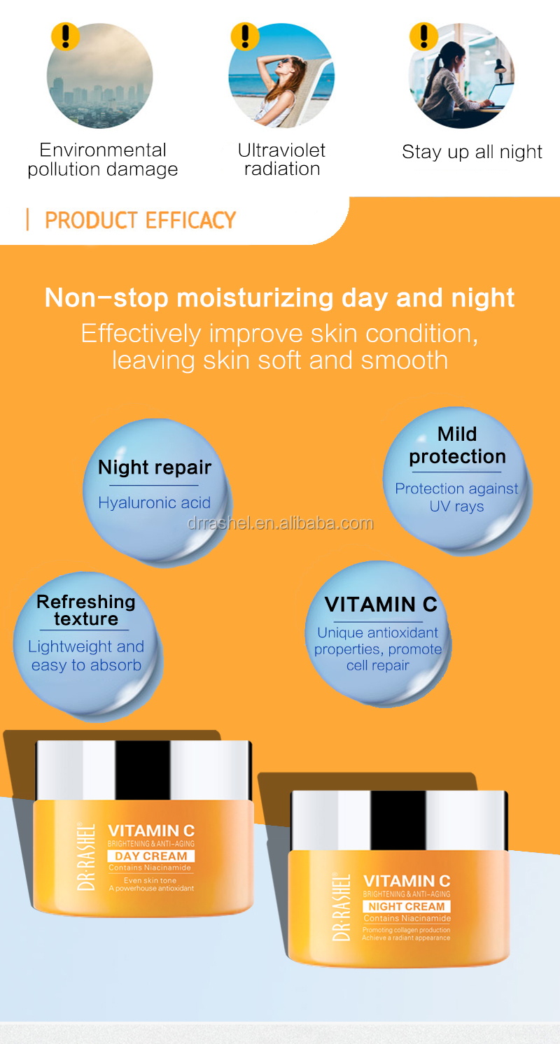 Popular DR RASHEL Vitamin C Brightening Face Cream Day Cream and Night Cream