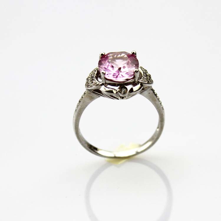 White Gold Plated Solid Silver 8mmx10mm Oval Red Cubic Zircon Ring(R169)