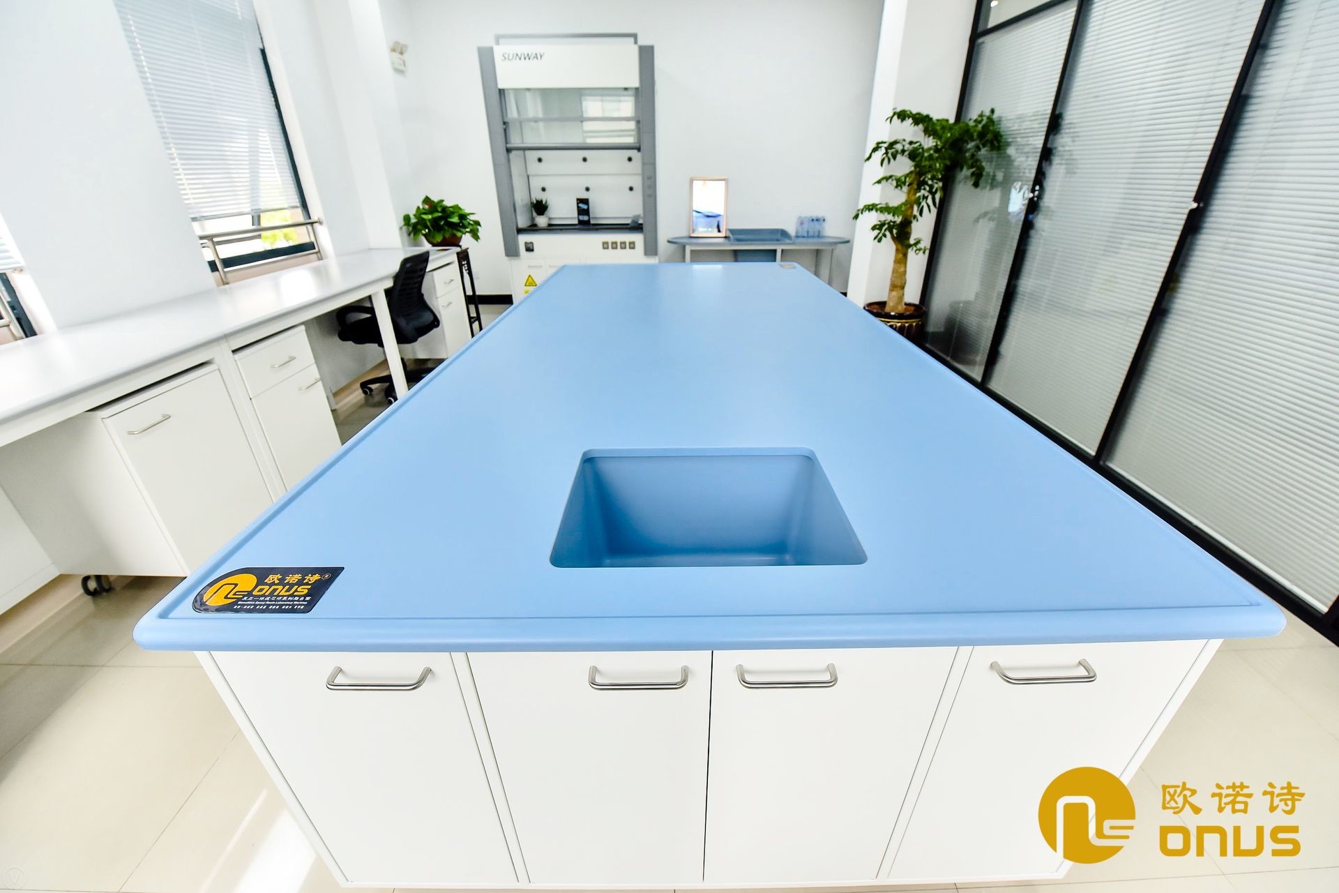 Monolithic Epoxy Resin Laboratory Countertop and undermount sink With Bevel Edge And Chemical Resistance