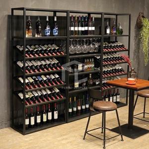 China Electroplate Stainless Steel Wine Display Cabinet OEM Metal Wine Racks Free Standing wholesale