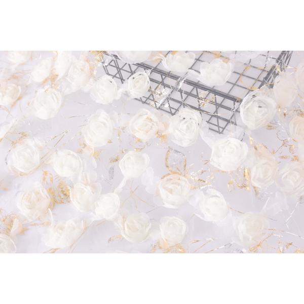 100 Polyester Rose Ribbon Embroidery White Wedding Laces Fabric for Womens Clothing Dresses Dancewear