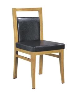 China black PU wood imitation square tube aluminium restaurant chair wholesale