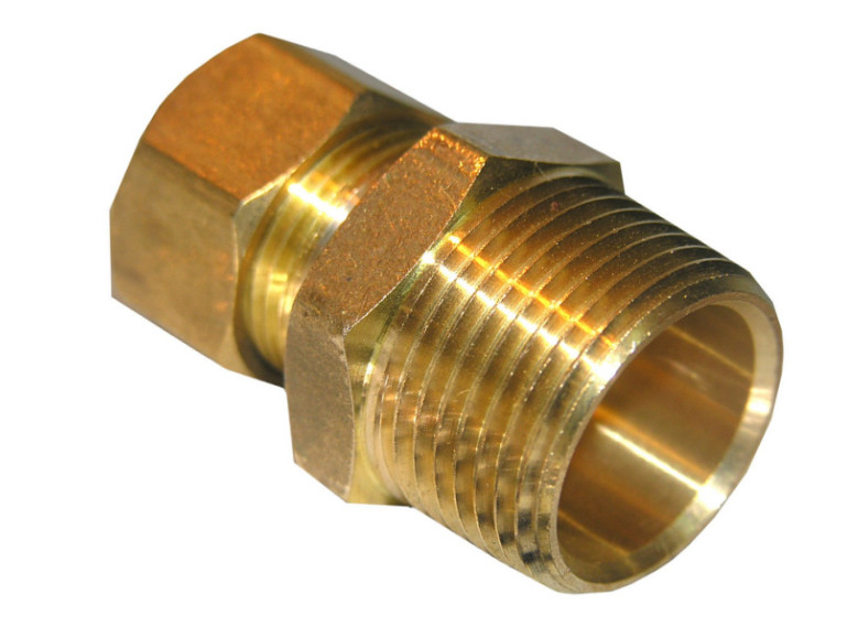 1/2" Comp X 3/4" NPT Compression Union Fitting , OEM Brass Compression Union