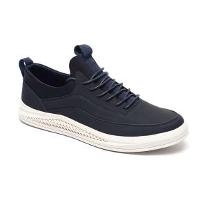 China Dark Navy Mens Leather Casual Shoes Antiskid Rubber Outsole wholesale