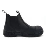 Black Chelsea Work Boot Mens Steel Toe Engineer Boots Crazy Horse Leather