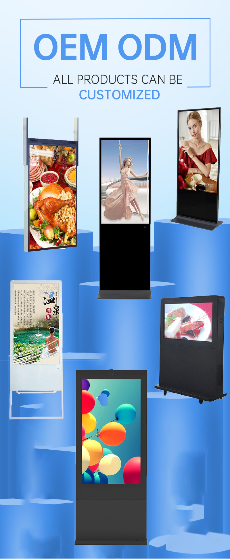 Floor Standing Vertical Interactive Totem Kiosk Advertising Display Digital Touch Screen Digital Signage