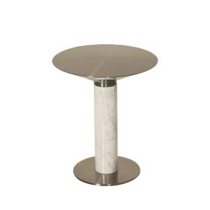 China Satin Finish Natural Marble Top Stainless Steel End Table Metal wholesale