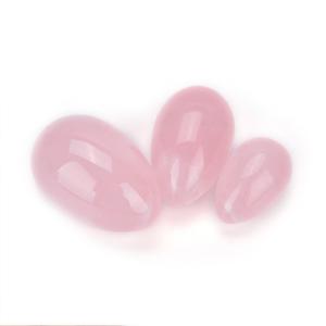 China 3pcs 3size Jade Egg Drilled Vaginal Tightening Body Massage Natural Rose Quartz Yoni Eggs For Women Kegel Exercise wholesale