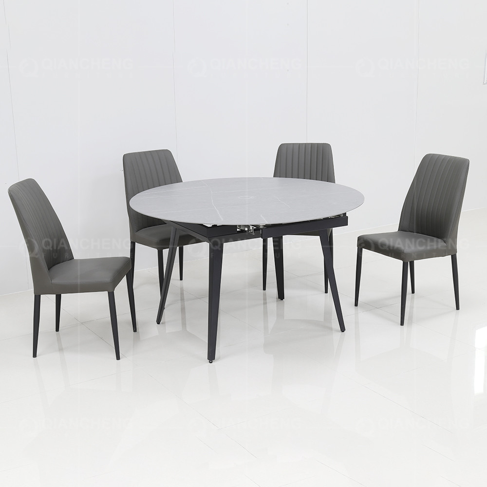 Round 105kg Extendable Dining Room Table Sets Sintered Stone Dining Table