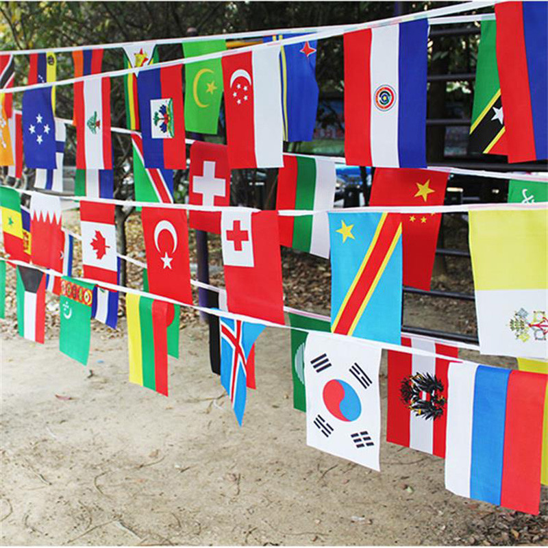 68D / 100D Polyester String Flag 10x15cm Custom Size International String Flags