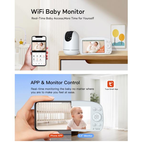 Wireless Baby Monitor With App 2.4GhzWifi Ip PTZ Camera Home Diy Home Security