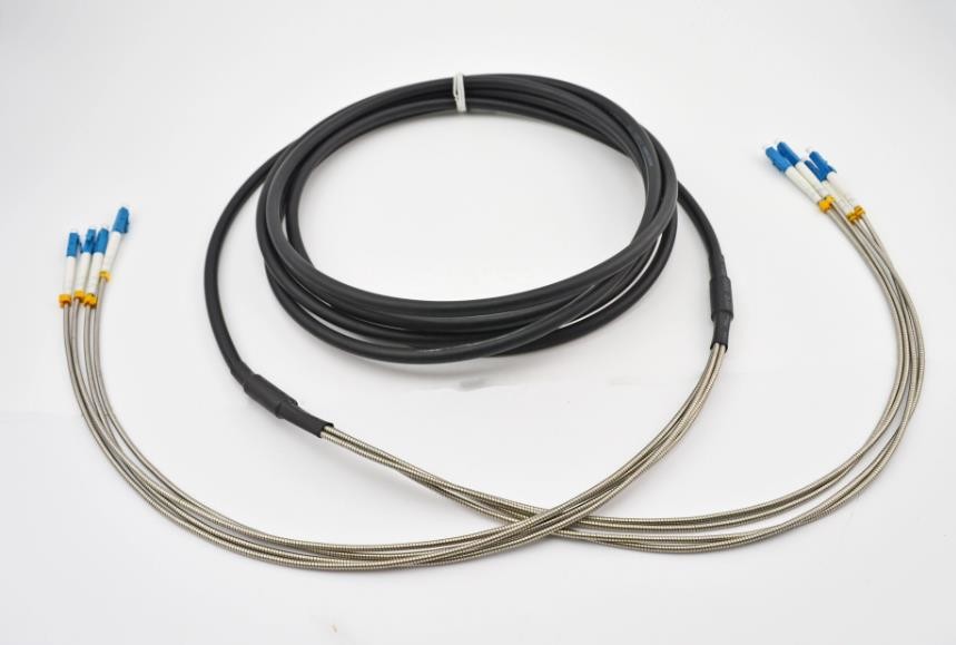 FC/UPC FC/APC BBU/RRU CPRI Base Station Armored Patch Cord 2 Core With Pulling Eyes