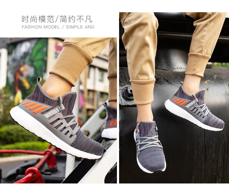 Breathable Flying Knit Work Shoes Comfortable Safety Shoes Kevlar Midsole Steel Toe EVA Sole