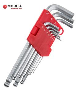 China Plastic Holder Ball End Allen Key 9 Pce CR-V Steel 1.5mm, 2mm, 2.5mm, 3mm, 4mm, 5mm, 6mm, 8mm To 25° Angled Screwing wholesale