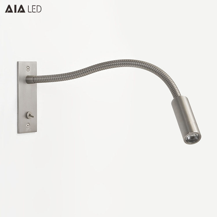 Good quality recessed mounted 3W reading wall lamp hotel led flexible arm bedside reading light for house decoration