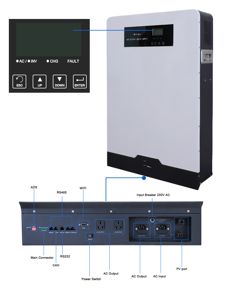 Commercial 51.2V Lifepo4 Battery Pack 100Ah Solar Energy Storage System