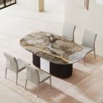 Rectangle Luxury Artificial Marble Top Metal Luxury Dining Table