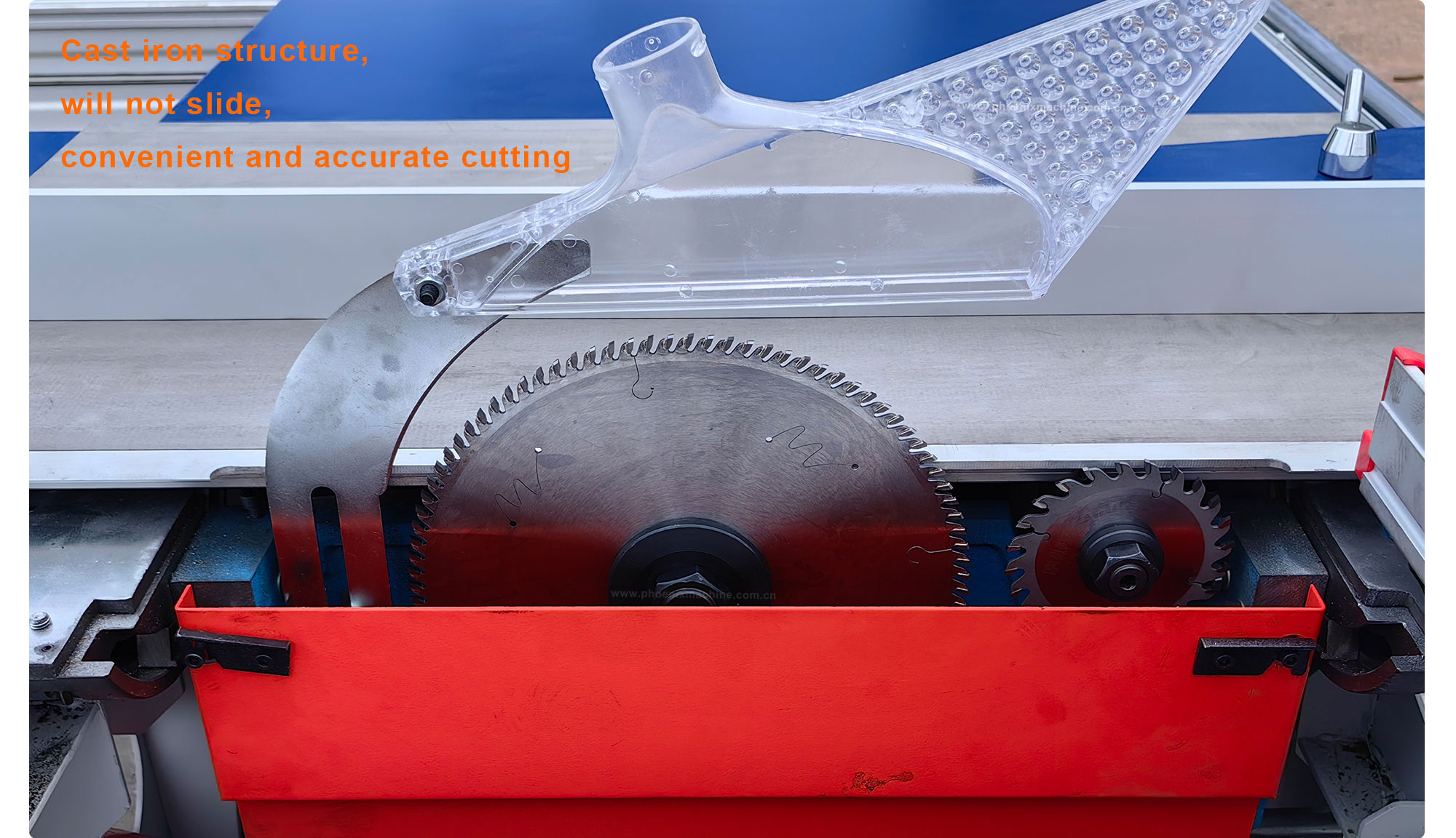 5.5KW Woodworking Machinery Double Saw Blades Sliding Table Saw for 45 90 Degrees Cuts