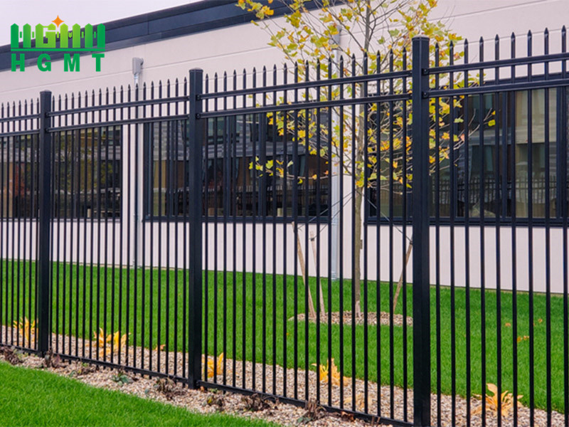 Factory Supply 5FT Black Iron Wrought Fence Easy Assemble 3 Rails Tubular Fence Panel For Swimming Pool