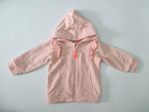 China French Terry Hooded Autumn Melange Pink Baby Jacket Long Sleeve wholesale