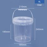 Bulk Big PP Plastic Food Storage Buckets 6 Litre 6000ml Red Yellow Translcuent
