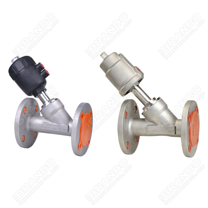 Y Type Pneumatic Flanged Angle Seat Valve Stainless Steel