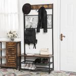 Industrial Hallway Coat Rack Furniture, Coat Stand with Shoe Bench, Coat Stand,