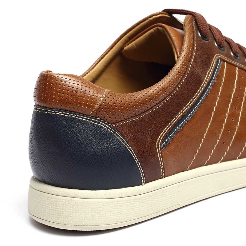 Brown Antiodor Leather Mens Shoes Casual Microfiber Lining