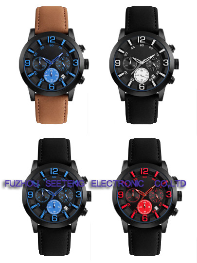 PU leather strap with alloy case sports watch suitable for climing and skiing