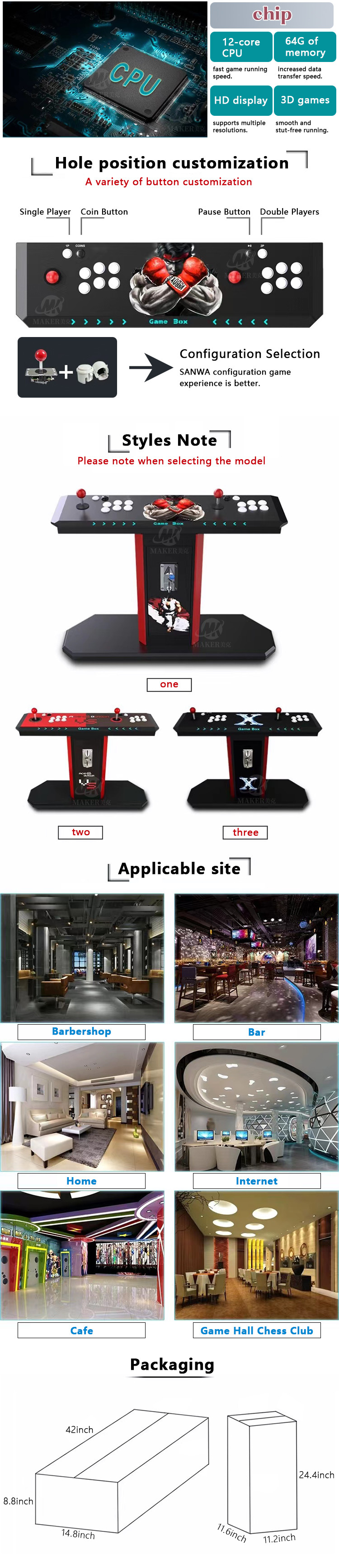 Coin Operated Arcade Video Game Fighting Machine Table Multi Game Classic Upright Cabinet Machine