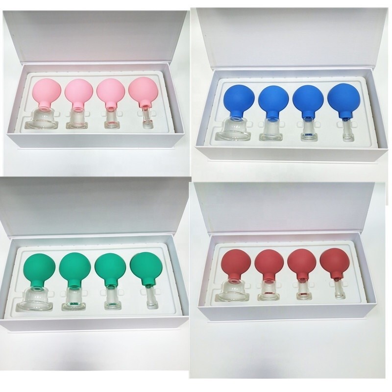 4 Pieces Facial Cupping Set - Vacuum Suction Cups, Silicone Cupping Therapy Set, Works For Fine Lines And Wrinkles