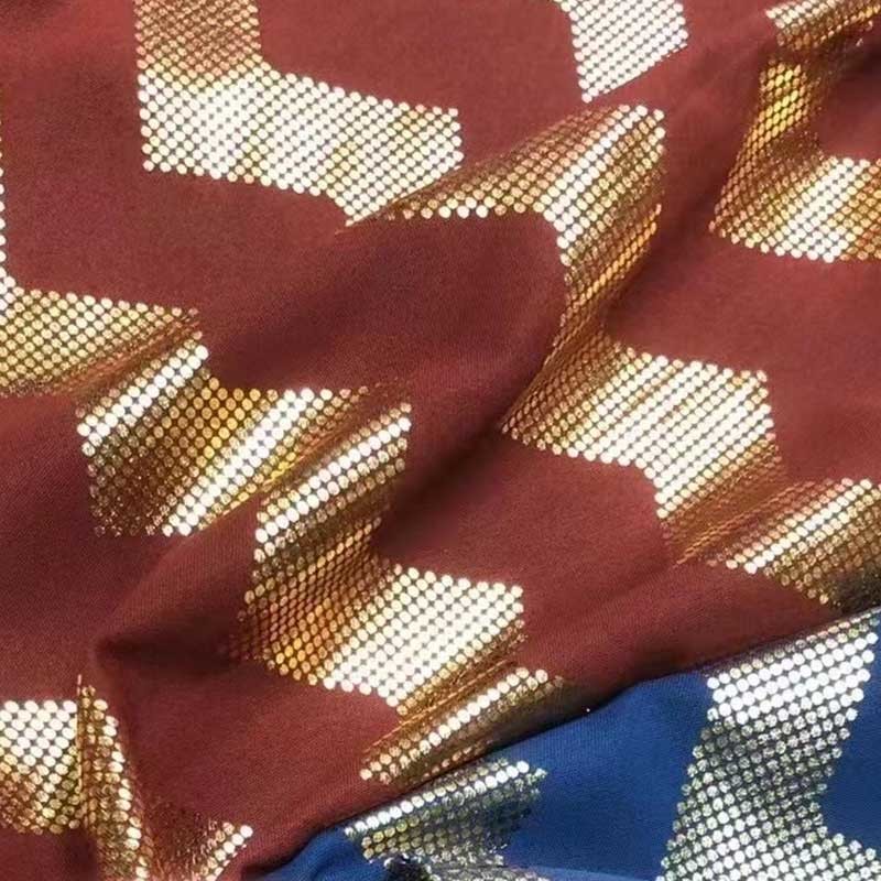 Polyester Custom Metal Foil Gold Printed Woven Fabric 148cm Width