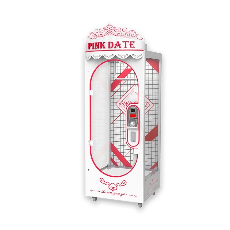 Coin Operate Gift Vending Machine / 3S Pink Date transparent Visual High End Toy Cutting Prize Machine