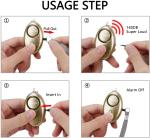 2.39 Ounces Personal Security Alarms Gold Purple Elderly SOS 140db
