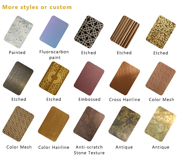 Golden Pattern Elevator Door Frame Wall Etched Stainless Steel Sheet 201 304 Metal Stainless Steel Sheet