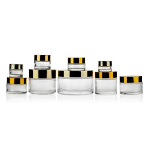 China Aluminum Lid 5g-200g Cream Glass Jars Round Shape For Skin Care Cream wholesale