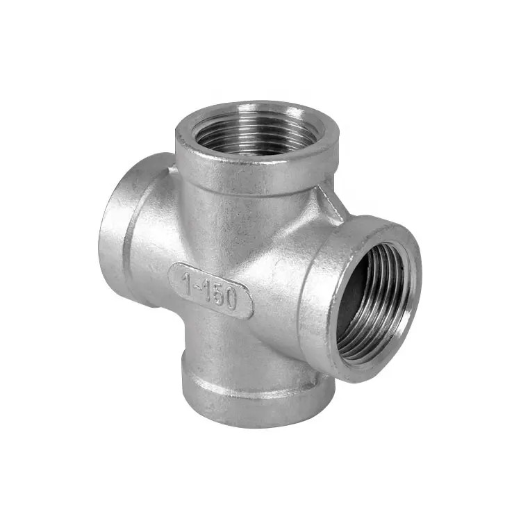 Threaded Cross Pipe Fitting With Polished Finish Female End Connection Type Stainless Steel Schedule 40
