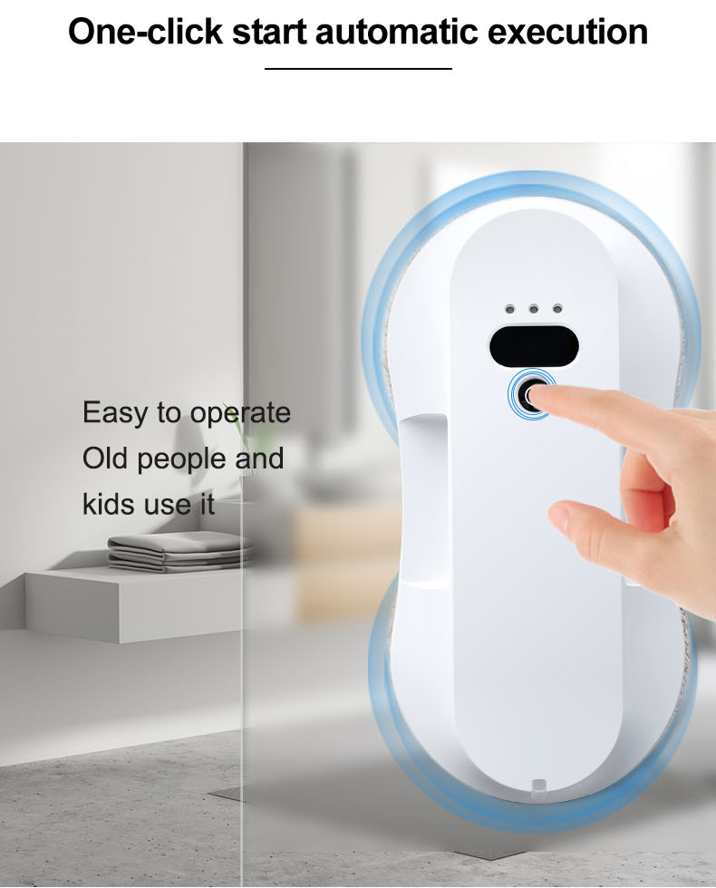 Dual Holes Water Spray Round Type Window Cleaning Robot Vacuum Cleaner with Auto Spray