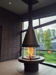 Carbon Steel Round Furniture High Style Luxury Glass Art Rotating Fireplace