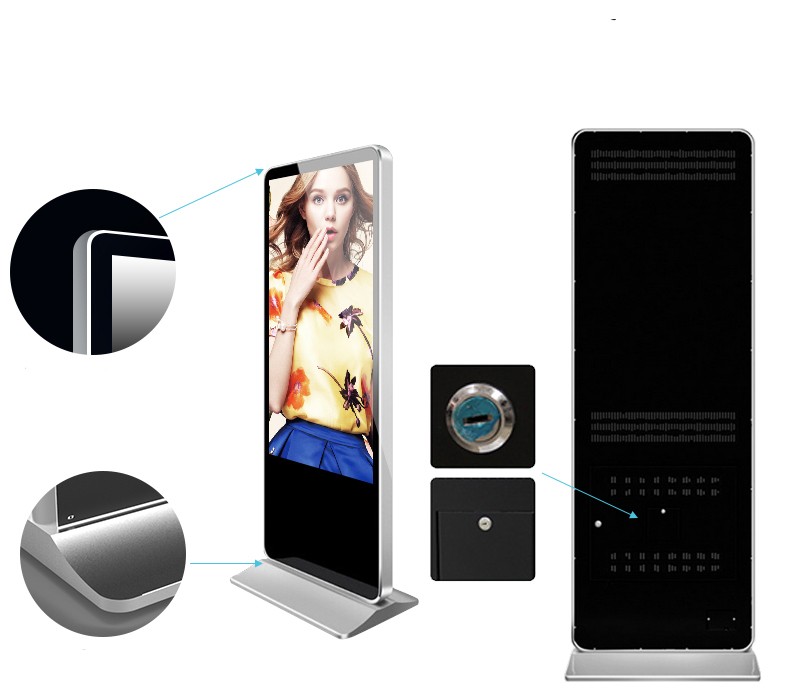 65" inch Alone stand digital signage board kiosk WIFI network Android player screen remote control monitor