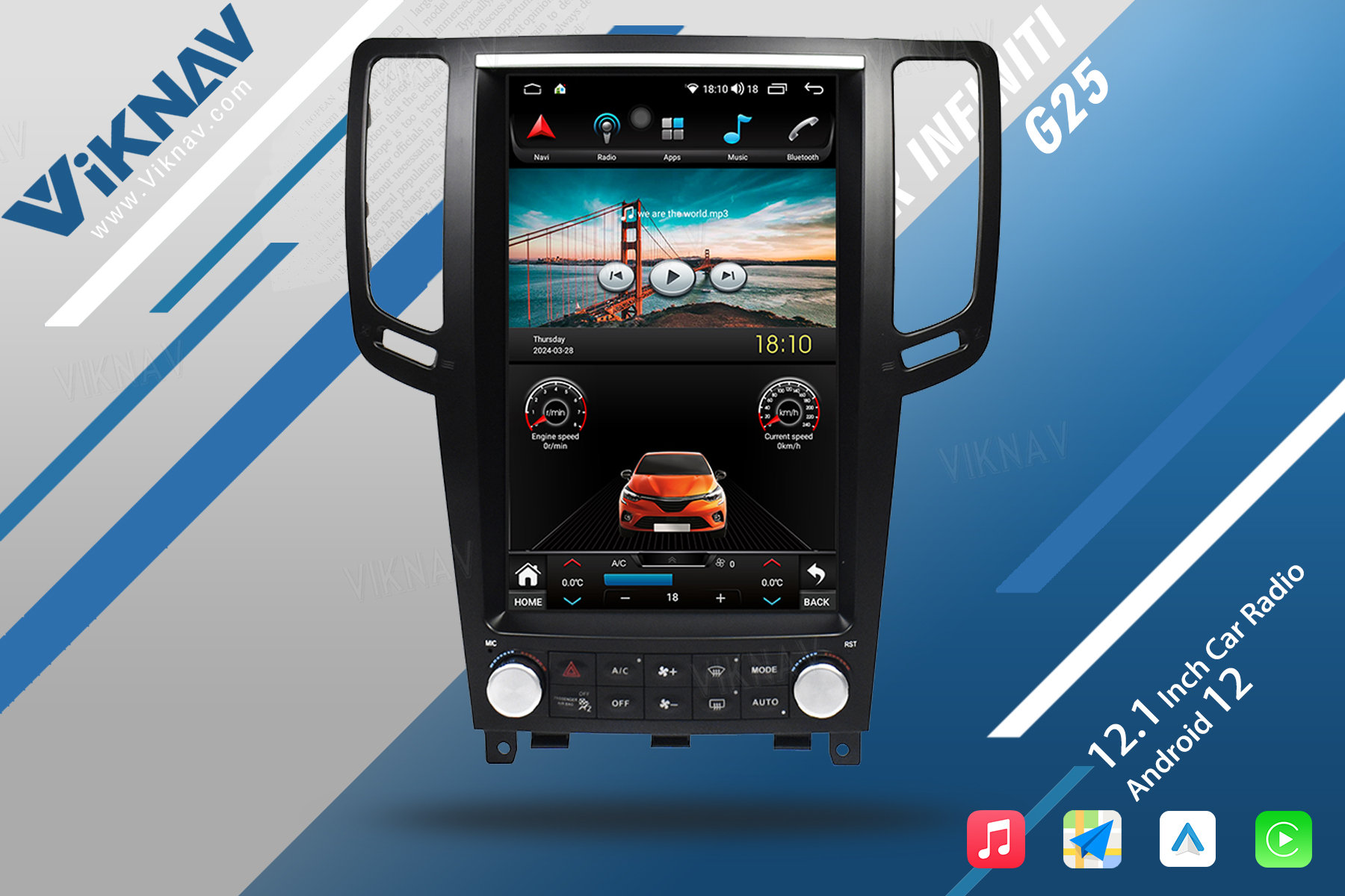 2004-2013 G25 G37 Infiniti Head Unit Car Aftermarket Stereo System 12.1 Inch