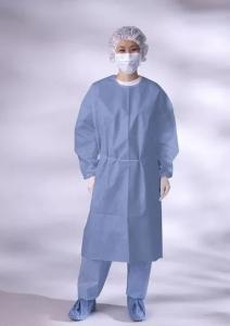 China Non Toxic Blue Disposable Plastic Isolation Gowns Coveralls Fluid Resistant wholesale
