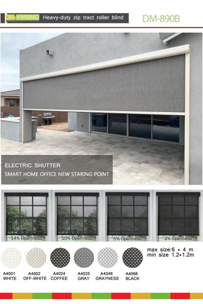Aluminum Vertical Outdoor Sunscreen Roller Shades Room Zipper Track Shades