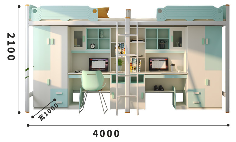 Hotel Steel Bunk Bed With Desk Stairs Customer Provided and Modern Bedroom Furniture