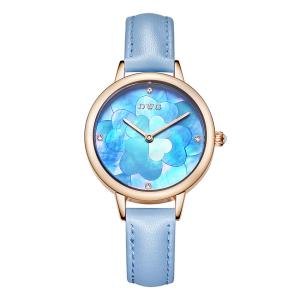 China Colorful MOP Leather Strap Quartz Watch Flower Dial Minimalist Swiss Watch wholesale
